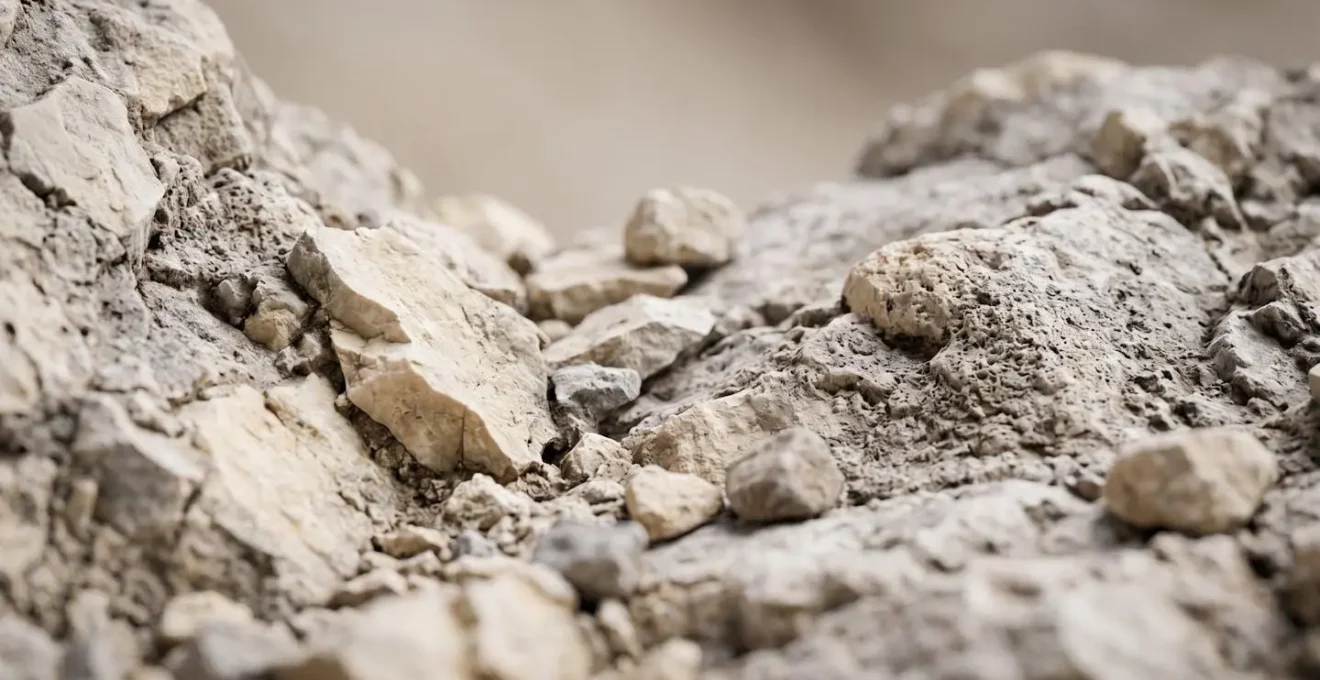Gros plan sur la texture et les détails d'un pierrier de dolomie dans les Alpes italiennes montrant la nature instable du terrain