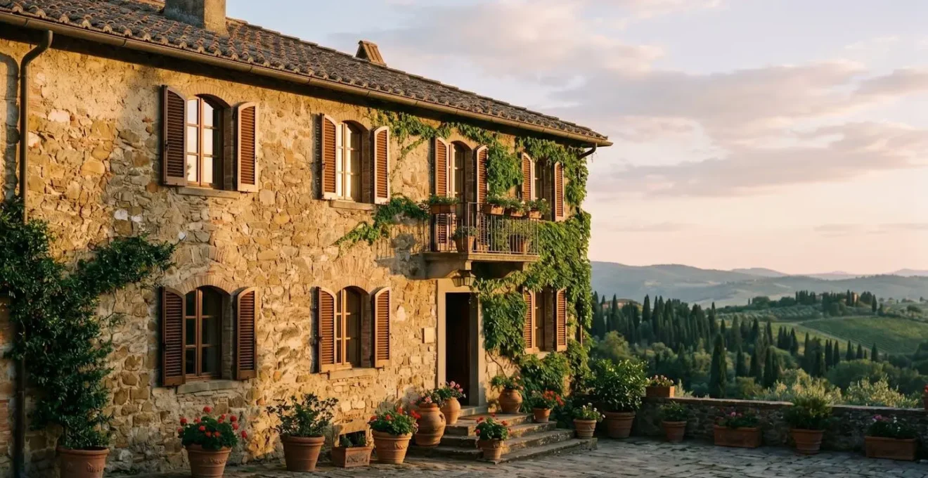 Façade authentique d'un hôtel de charme italien avec architecture historique