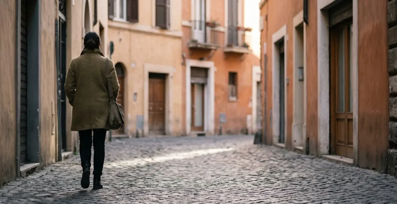 Atmosphère paisible d'un quartier romain authentique en basse saison touristique